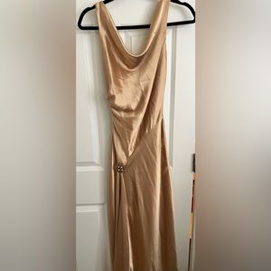 Gold satin flowy dress